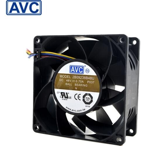 AVC 92*92*38 2B09238B48U 9238 92mm 48V 0.7A 4-wire radiator cooling fan with Terminal converter