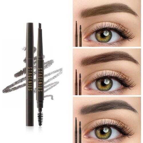 3 Colors Automatic Rotating Eyebrow Pencil Two Side Head With Brush Easy to Color Draw Delicate Natural Wild Brows Makeup TSLM2