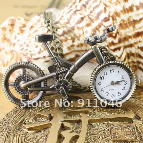Free shipping bicycle necklace watch,Womens mens necklace watch 50pcs/lot wholesale,Gift Watch Fast Delivery