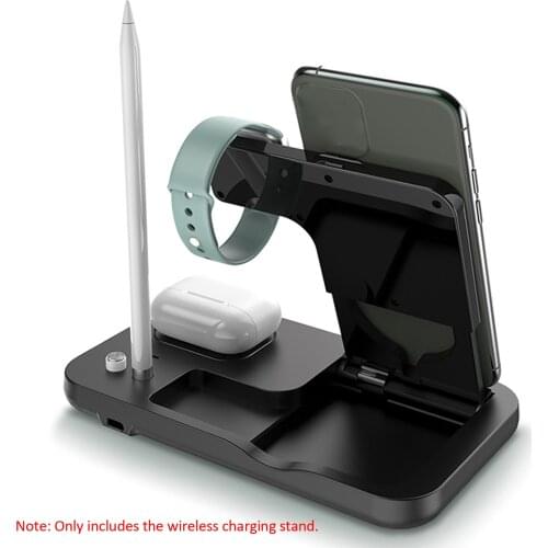 New 4 in 1 Qi Wireless Charger 15W Fast Charging Stand Replacement for iWatch Airpods Pro iPhone Apple Pencil Safety Protection