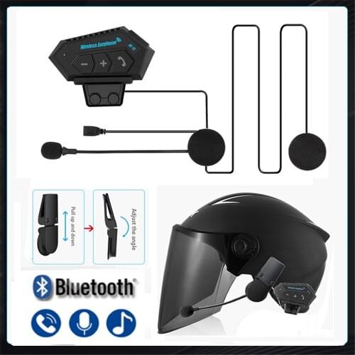 Helmet Motorcycle Bluetooth 4.2 Helmet Earphone Wireless Headset Handsfree Call Kit Stereo Anti-Interference MP3 Player