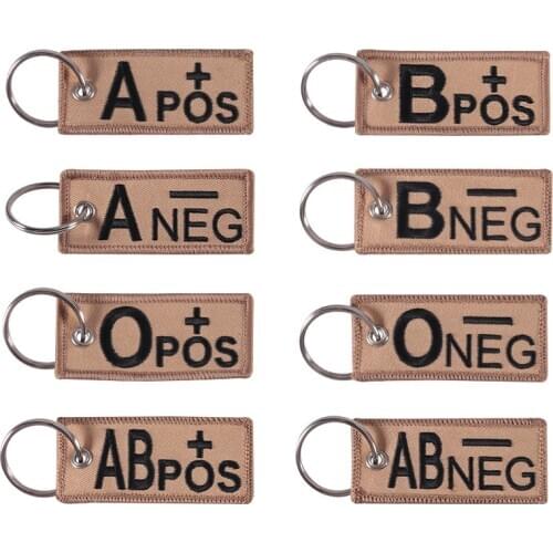 Blood Group Keychain A+ B+ AB+ O+ Positive POS A- B- AB- O- Negative Key Tag Tactical Military Emergency Key Chain for Car Keys