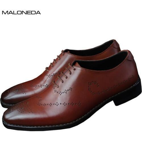 MALONEDA Brand New Italy Handmade Classic Brogue Oxfords Leather Full Genuine Leather With Goodyear Welted