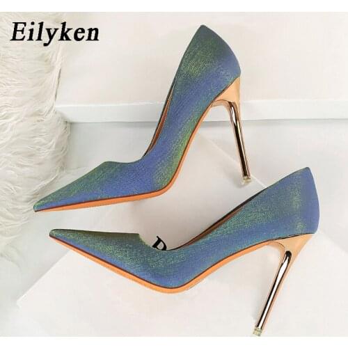 Eilyken 2021 New Women High Heels Silk Satin Pumps Lady Sexy Wedding Bridal Heels Valentine Fetish Prom Shoes size 34-43