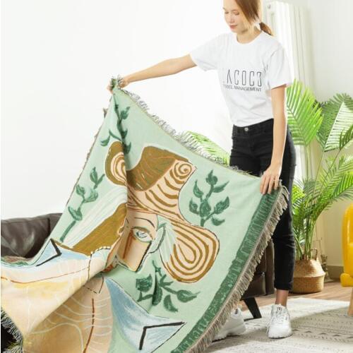 European Original Artistic Woman Throw Blanket Sofa Slipcover Cobertor On Sofa/beds/plane Travel Non-slip Stitching Blankets