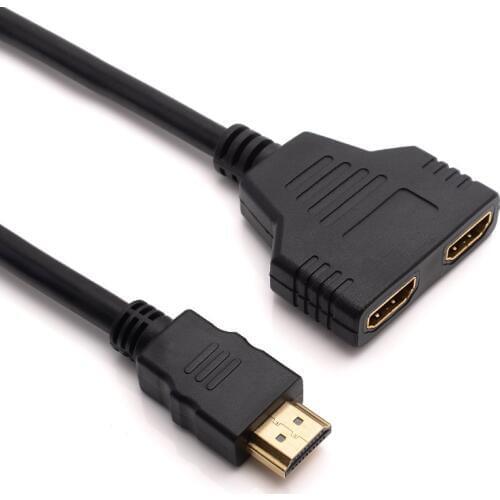 LNYUELEC 1080P 2 Port HDMI Splitter 1 in 2 Out HDMI Male to HDMI Female Adapter Converter Video Cable HDMI Switch for PC Display