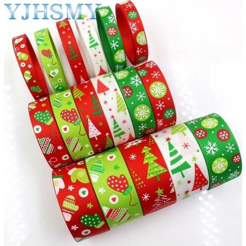 YJHSMY grosgrain Christmas Ribbons for 25/16/10mm 10 yard Thermal transfer Printed Holiday decoration DIY materials G-18922-1123