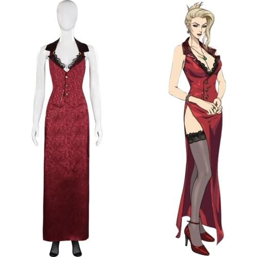 Final Fantasy VII FF7 Remake Scarlett Cosplay Costume Dress Halloween Carnival Suit