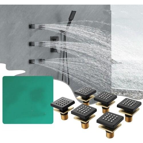 All Copper High Pressure Nozzle Faucet Shower Nozzle Square Waist Spray Concealed Shower Accessories SPA Massage Nozzle