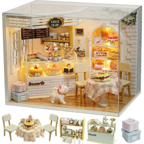 DIY Miniature House Dollhouse Toys for Children Assemble DIY Wooden House Miniaturas with Furniture Christmas and Birthday