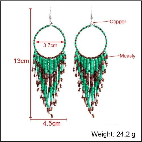 Fashion Bohemian Earrings Big Tassel Dangle Drop Earrings for Women Statement Wedding Red Fringe Female Earrings Jewelry Gifts