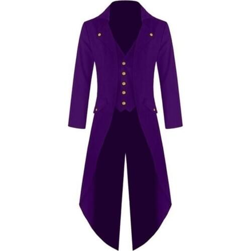 Men Coats Solid Color Retro Gothic Button Tailcoat Party Halloween Costume Men Clothing мужская одежда 2021