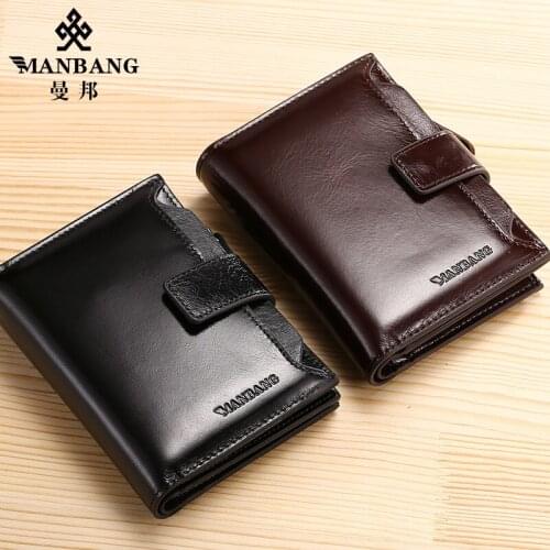 Xiaomi Mens Genuine Leather Short Wallet Zipper Purses Credit Card Holders drivers license vertical first layer cowhide