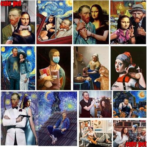 DIY Diamond Painting set Spoof of famous paintings cross stitch full square round Drill celebrity embroidery mosaic decor salon