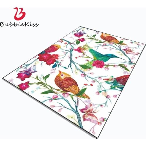 Bubble Kiss Chinese Colorful Flower Pattern Carpets for Bedroom Home Sofa Decor Non-slip Area Rugs Delicate Floor Mat Hot Sale