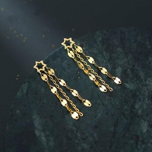 Delicate Design 925 Sterling Silver New Trendy Hollow Star Tassels Drop Earrings For Women Charm Ear Jewelry Couple Gift