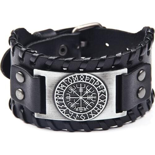 New Wild Vintage Religious Bracelet Mens Wide Leather Strap Bracelet Bracelet Totem Jewelry Best choice Pulseira Masculina