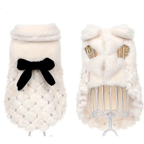 Small Dog Cat Clothes Chihuahua Pet Clothes Elegant Luxury Fur Winter Overcoat dog winter clothes