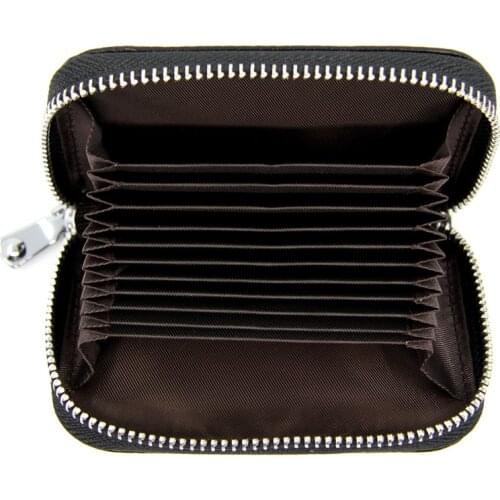 First Layer Cowhide Organ Card Case RFID Anti-theft Lady Card Holder Men Card Case Multifunctional Zipper Small Wallet