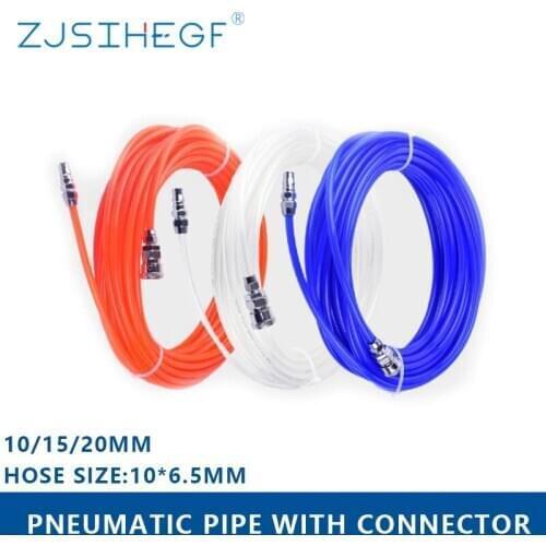 10/15/20M 12*8MM Pneumatic Pipe High Pressure Flexible PU Gun Air Pump Trachea Compressor Hose With Connector Straight