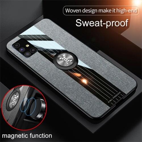 Funda Fabric Back Cover for Samsung Galaxy M30S Coque M31 S M51 M60S M 31 51 30S 60S M31S Ring Stand Luxury Cloth Phone Case Gel