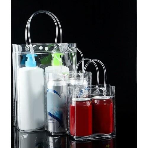 Transparent Soft PVC Handbag With Hand Loop Clear Tote Bag For Women Jewelry Packaging Cosmetic Storage Bag 3 Sizes