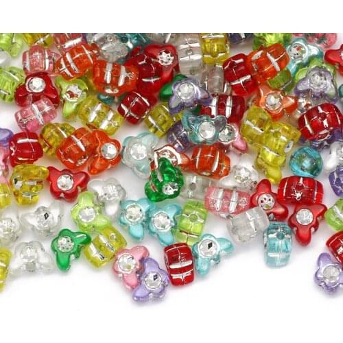 Mixed 100pcs Colorful 6x8mm Butterfly Acrylic Spacer Beads For Jewelry Making DIY Charm Necklace Bracelet Beaded Accessories