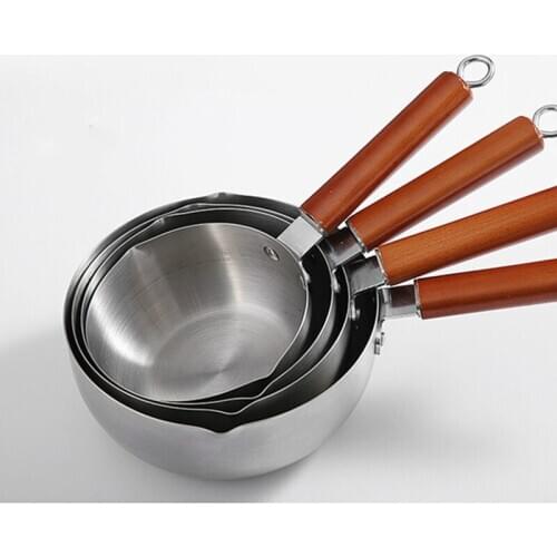 CHYIR Japanese Pan Non-Stick Soup Pan Noodle Pot Stainless Steel Wooden Handle Milk Pot Food Pot Flat Bottom Home Cooking Tools