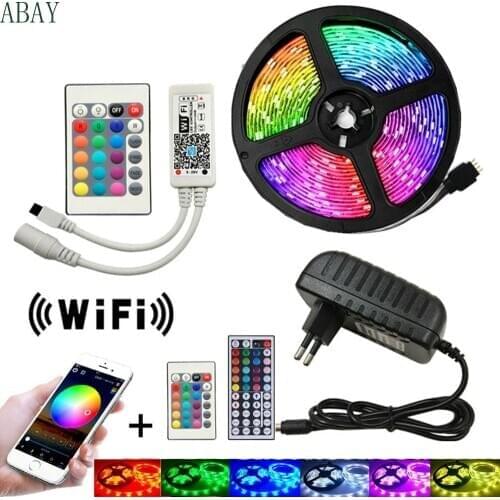 WIFI RGB luces LED Lights stripe 12V 5050 SMD tira de led strip Flexible Waterproof 5m Tape Diode Neon led Light Ribbon