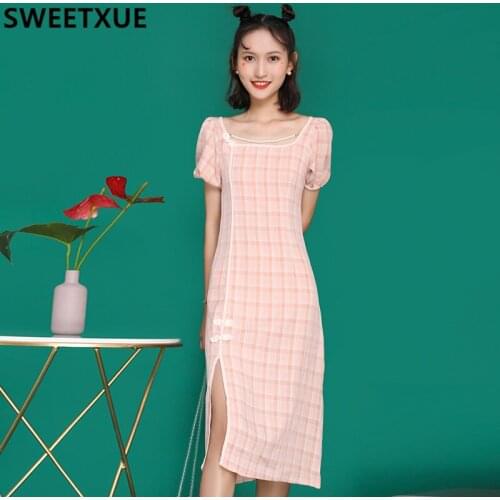 Летние платья в клетку SWEETXUE China At AliExpress