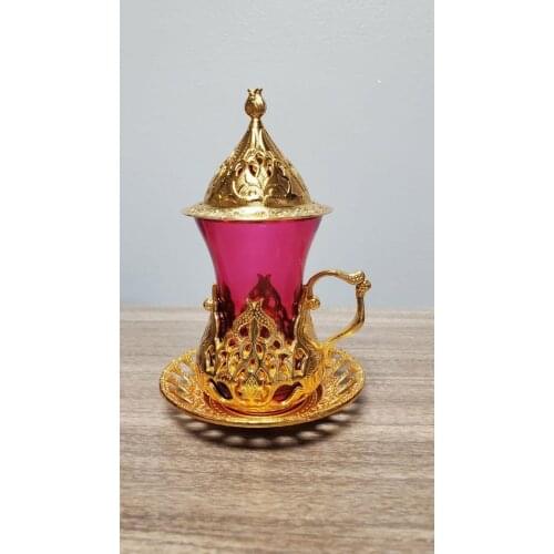 Türk Çay Seti, Çay Seti, Bakır Renk Çay Seti, Mutfak Dekor, Benzersiz Hediye İçin Anne Türk Çay Seti, Çay Seti, Bakır Renk Çay S