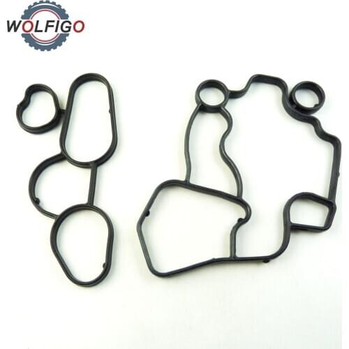 WOLFIGO For Audi A3 A4 TT Quattro VW Golf Eos GTI Jetta Passat Oil Filter Housing Gasket and Cooler 2.0L 06F115441 06D117070