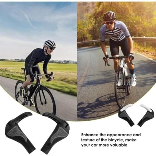 Bike Handlebar Grips Shockproof Bicycle Shofar Grips MTB Road Bike Rubber Bilateral Locked Anti-slip Cycling Handle End Grip Bar
