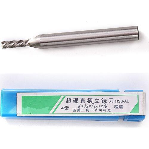 High Quality 10Pcs 1/4 Inch Straight Shank 1/8 Inch Blade HSS 4 Flute End Mill Cutter Milling Machine Bit Milling Cutter 1/8