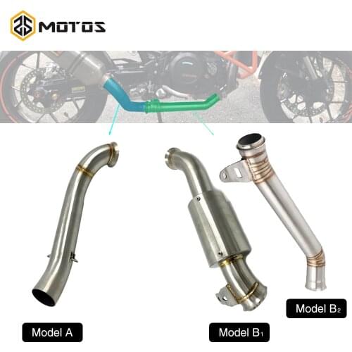 ZS MOTOS Muffler Middle Link Pipe Motorcycle exhaust Pipe Slip-on Eliminator For KTM Duke 690 2012 2013 2014 2015 2016 2017