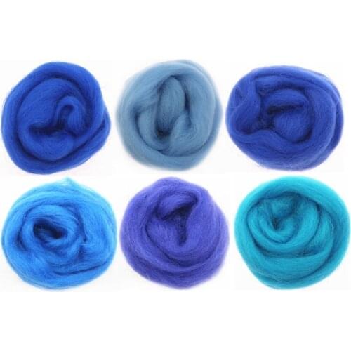 10/50/100g Dark Blue Series Wool Fibre Flower Animal Toy Wool Roving Needle Felting Handmade Spinning DIY Craft Materials Tools