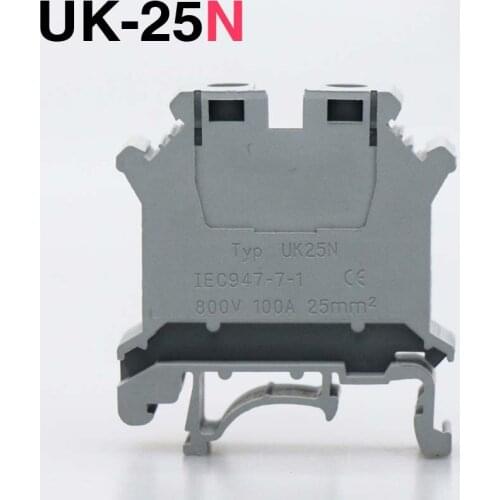 10pcs/20pcs UK-25N 25square voltage terminal block rail type DIN rail universal combination terminal block UK-25N