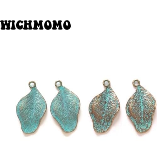 2019 NEW 10pcs 35*20MM New Retro Patina Plated Zinc Alloy Green Leaf Charms Pendants for DIY Jewelry Accessories