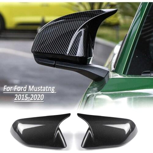 2PCS Carbon Fiber Rear View Side Mirror Cover Shell housing Trim Car Accessories For Ford Mustang 2015 2016 2017 2018 2019 2020