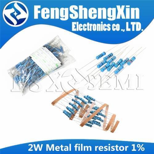 200pcs/lot 2W Metal film resistor 1% 0.1R ~ 10M 2.2R 4.7R 1M 22R 47R 100R 220R 470R 1K 10K 100K 2.2 4.7 10 22 47 100 220 470 ohm
