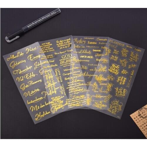 4Pcs Phrases Blessing Words DIY Sticker Transparent DIY Crystal Epoxy Mold Quotes Sticker Scrapbooking Craft Decoration