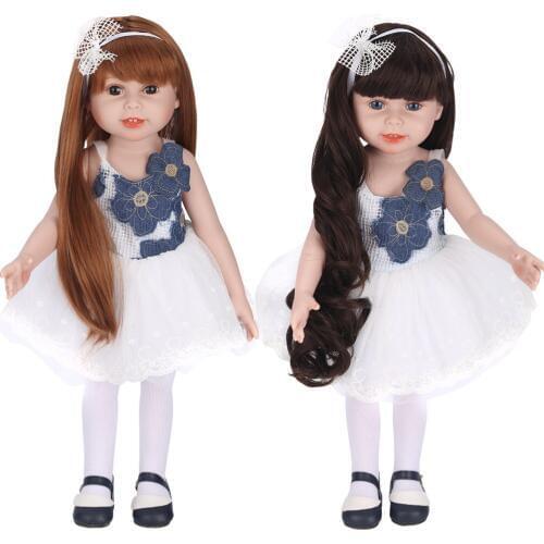 45cm Fashion American Baby Doll Handmade Silicone Vinyl Reborn Dolls Realistic Doll Toys for Children Christmas Collection