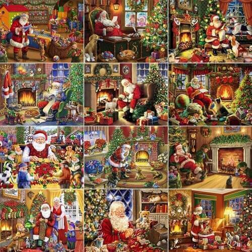 Diamond Mosaic Full Square/Round Santa Claus 5D DIY Diamond Painting Mosaic Embroidery Home Decoration Holiday Gift