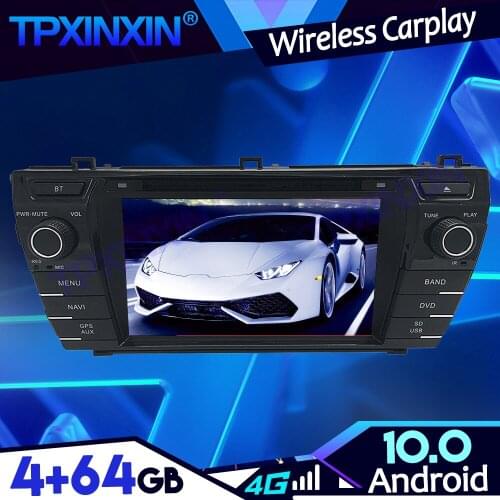 Android 10.0 4+64G For Toyota Corolla 2013-2016 Car PX6 IPS Carplay Tape Recoder Multimedia Player Head Unit Navi GPS Auto Radio