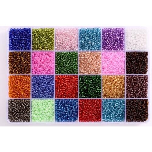 Boxed 16000Pcs/Lot 24 Grid Mixed Color Czech Glass Seed Beads DIY Bracelet Necklace Beads For Jewelry Making DIY Necklace