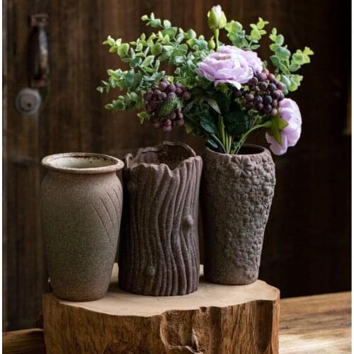 Succulent Flower Pot Set Ceramic Simple Rose Stoneware Stoneware Retro Mage Big Old Pile Balcony Outdoor Flower Pot