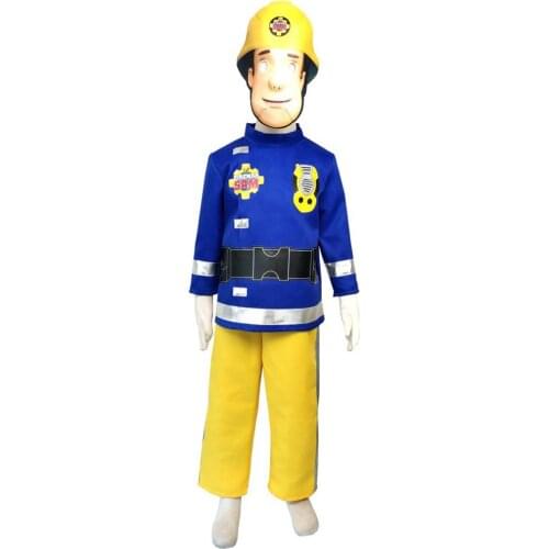 Fireman Sam Childrens Fancy Dress Costume Kids Firefighter Uniform Cosplay Costume Work Clothing Performance Party Halloween
