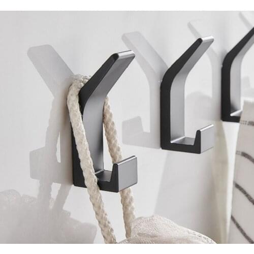 Double Hook Black White Towel Hook For Bathroom Clothes Hook For Bedroom Robe Hook Coat Hook For Livingroom Kitchen Accessories