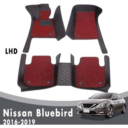 Luxury Double Layer Wire Loop Car Floor Mats Carpet For Nissan Bluebird 2019 2018 2017 2016 Auto Accessories Leather Rugs Custom