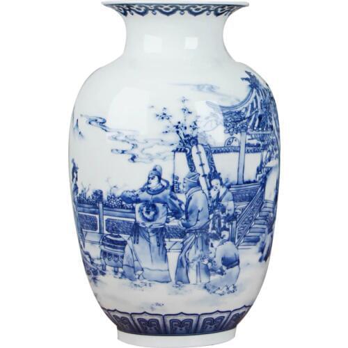 Classic Chinese Blue and White Ceramic Vase Antique Tabletop Porcelain Flower Vase For Hotel Dining Room Decoration